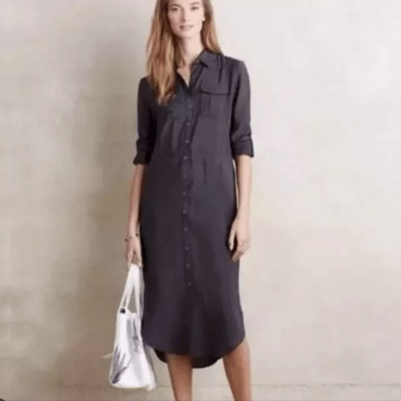 Maeve drawstring shirt dress Sz 6 (BLUE) - Picture 6 of 9